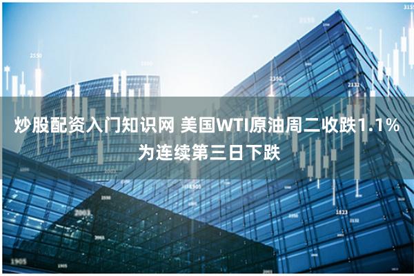 炒股配资入门知识网 美国WTI原油周二收跌1.1% 为连续第三日下跌